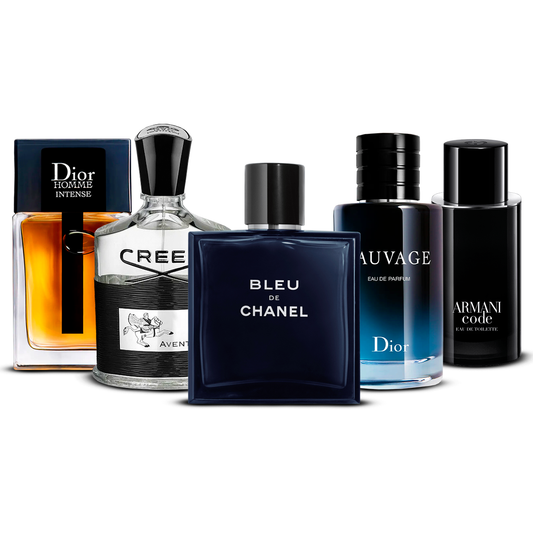 Set de 5 Perfumes  –  Dior Homme Intense, Creed Aventus, Bleu de Chanel, Sauvage i Armani Code   [100 ml ciascuno]