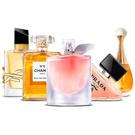 Set de 5 Perfumes – Yves Saint Laurent Libre, Chanel Nº5, La Vie Est Belle, Prada Paradoxe i J'adore  [100 ml ciascuno]