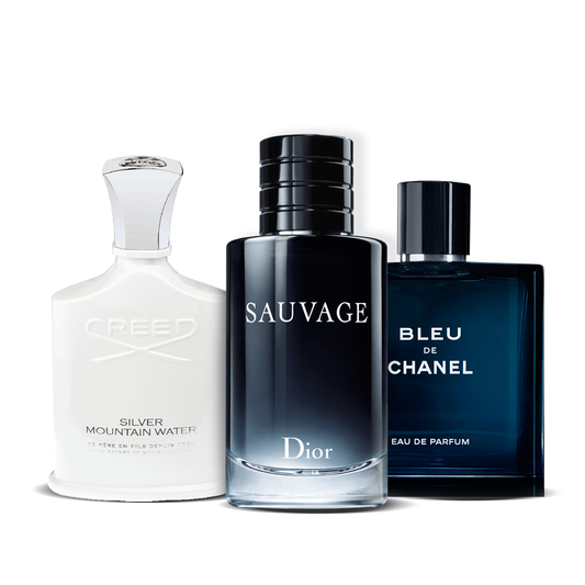 Set de 3 Perfumes | Creed Silver + Sauvage Dior + Bleu de Chanel 100 ml